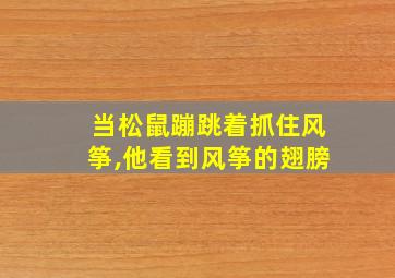 当松鼠蹦跳着抓住风筝,他看到风筝的翅膀