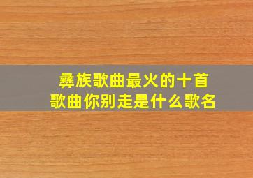 彝族歌曲最火的十首歌曲你别走是什么歌名