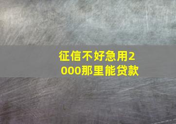 征信不好急用2000那里能贷款