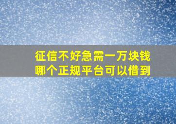 征信不好急需一万块钱哪个正规平台可以借到