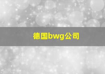 德国bwg公司