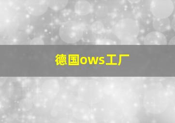 德国ows工厂