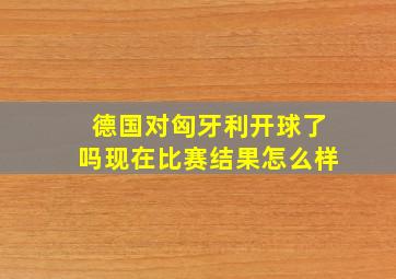 德国对匈牙利开球了吗现在比赛结果怎么样