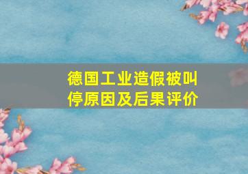 德国工业造假被叫停原因及后果评价