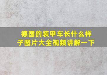 德国的装甲车长什么样子图片大全视频讲解一下