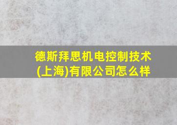 德斯拜思机电控制技术(上海)有限公司怎么样