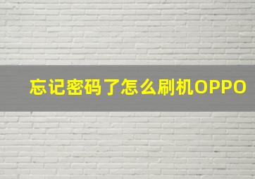 忘记密码了怎么刷机OPPO