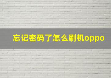 忘记密码了怎么刷机oppo