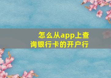 怎么从app上查询银行卡的开户行