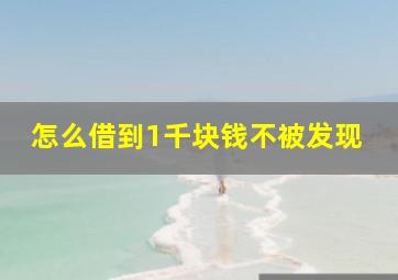 怎么借到1千块钱不被发现