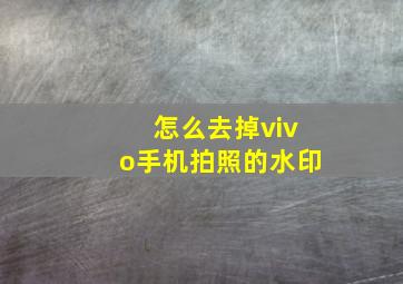 怎么去掉vivo手机拍照的水印