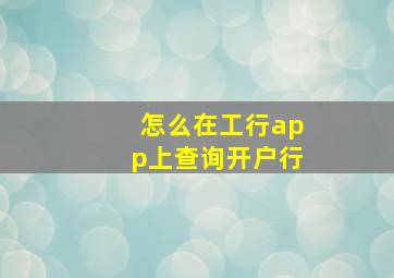 怎么在工行app上查询开户行