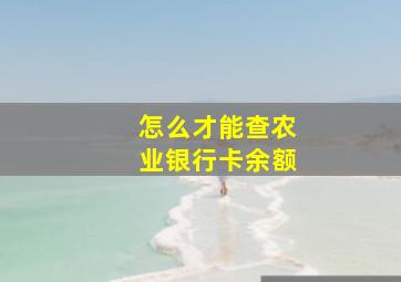 怎么才能查农业银行卡余额