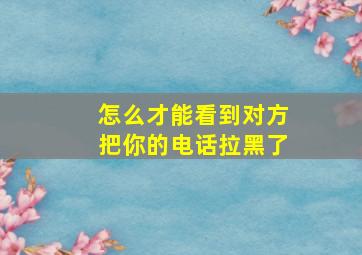 怎么才能看到对方把你的电话拉黑了