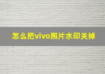 怎么把vivo照片水印关掉