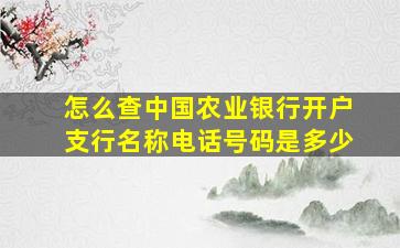 怎么查中国农业银行开户支行名称电话号码是多少