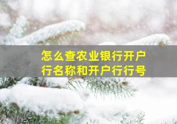 怎么查农业银行开户行名称和开户行行号