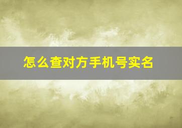 怎么查对方手机号实名