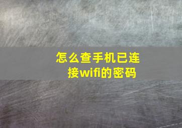 怎么查手机已连接wifi的密码