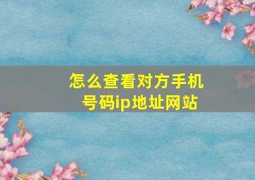 怎么查看对方手机号码ip地址网站