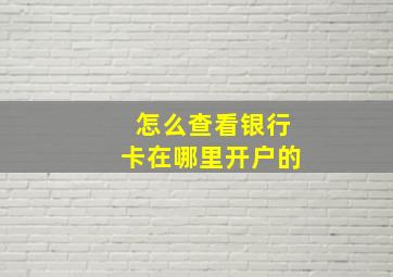 怎么查看银行卡在哪里开户的