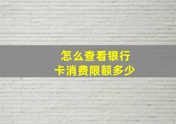 怎么查看银行卡消费限额多少