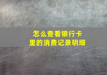 怎么查看银行卡里的消费记录明细