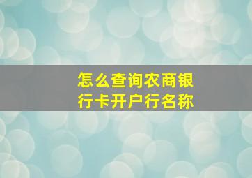 怎么查询农商银行卡开户行名称