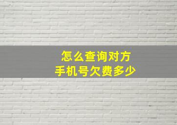 怎么查询对方手机号欠费多少