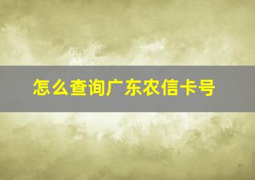 怎么查询广东农信卡号