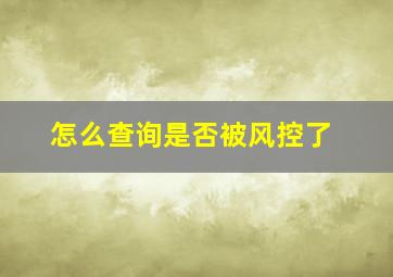 怎么查询是否被风控了