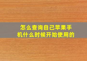 怎么查询自己苹果手机什么时候开始使用的