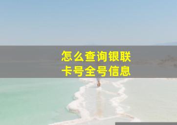 怎么查询银联卡号全号信息