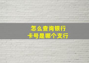 怎么查询银行卡号是哪个支行