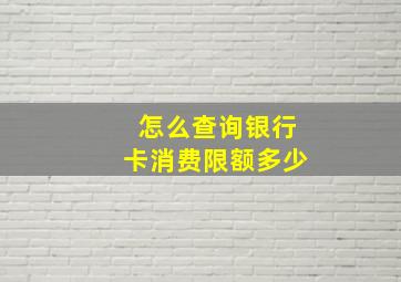 怎么查询银行卡消费限额多少