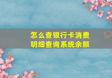 怎么查银行卡消费明细查询系统余额