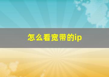 怎么看宽带的ip