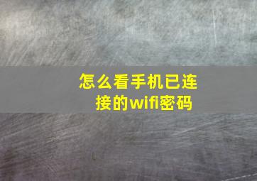 怎么看手机已连接的wifi密码