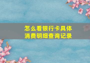 怎么看银行卡具体消费明细查询记录