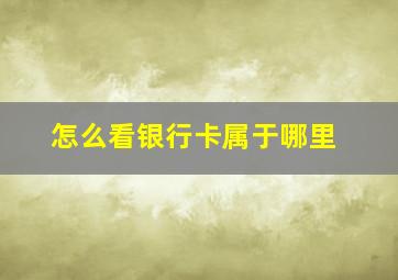 怎么看银行卡属于哪里