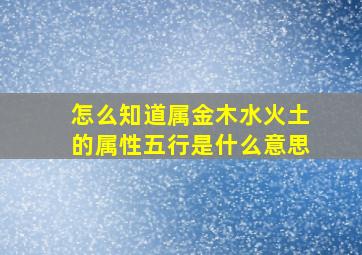 怎么知道属金木水火土的属性五行是什么意思