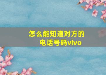 怎么能知道对方的电话号码vivo