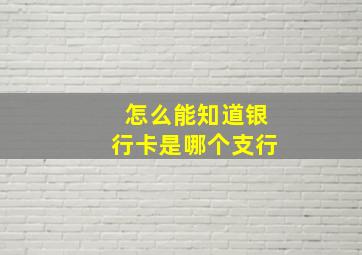 怎么能知道银行卡是哪个支行