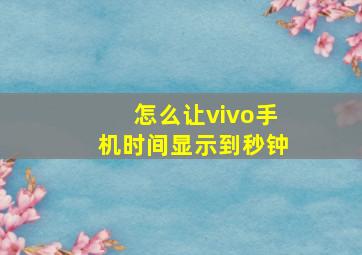 怎么让vivo手机时间显示到秒钟