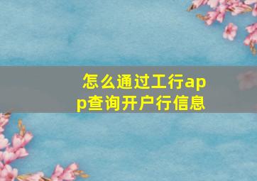 怎么通过工行app查询开户行信息