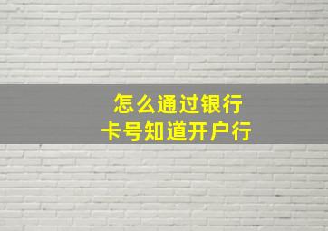 怎么通过银行卡号知道开户行