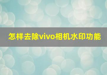 怎样去除vivo相机水印功能