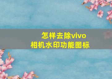 怎样去除vivo相机水印功能图标