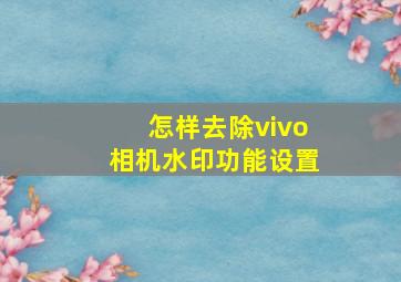 怎样去除vivo相机水印功能设置