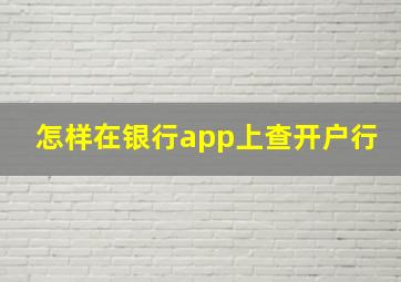 怎样在银行app上查开户行